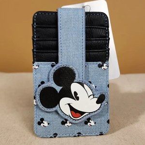 Disney Mickey Mouse Denim Jean Cardholder Wallet NEW